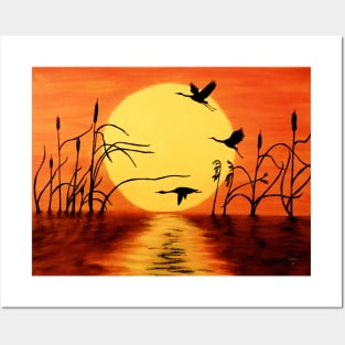 Sunset Geese Posters and Art